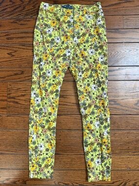 ModCloth Lime Green Floral Pants with Yellow Blooms